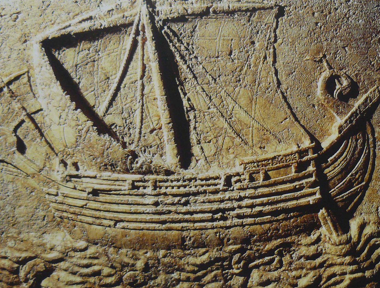 Bateau phénicien gravé sur un sarcophage, IIe siècle